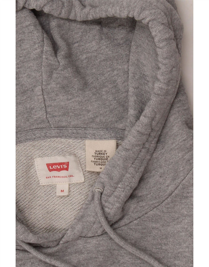 LEVI'S Womens Oversized Crop Graphic Hoodie Jumper UK 14 Medium Grey Vintage Levi's and Second-Hand Levi's from Messina Hembry 