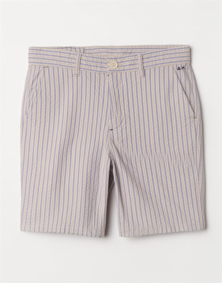 Sun68 Mens Chino Shorts W31 Medium Blue Striped Cotton