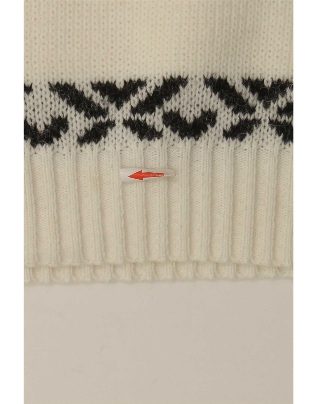 vintage Mens Crew Neck Jumper Pull Moyen Blanc Fair Isle