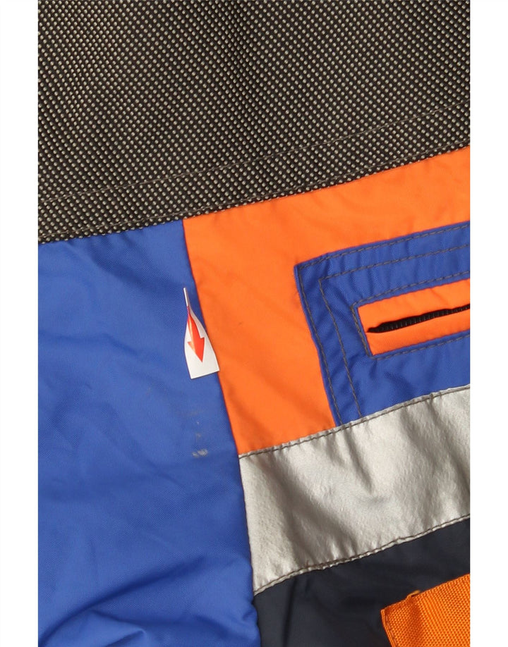 Anzi Besson Mens Graphic Hooded Ski Jacket IT 50 Large Blue Colourblock