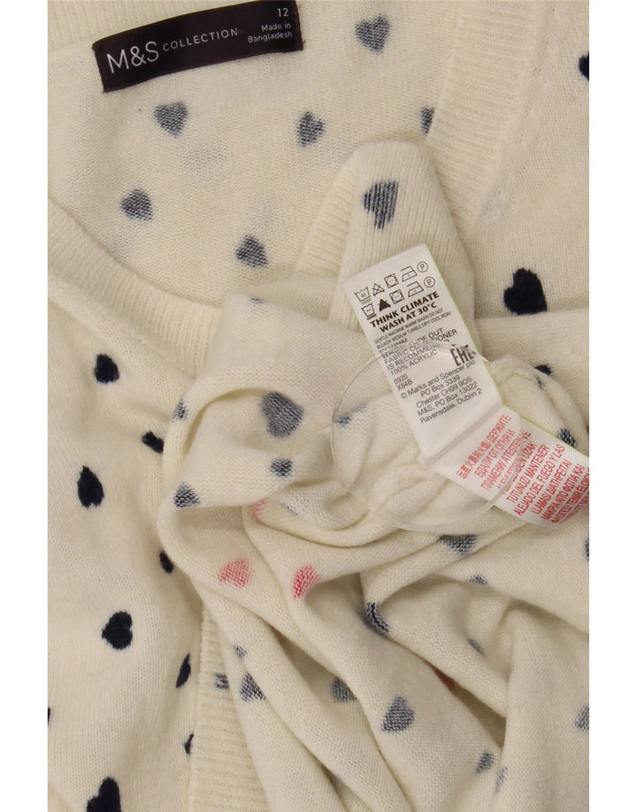 Marks & Spencer Womens Boat Neck Jumper Sweater UK 12 Medium White