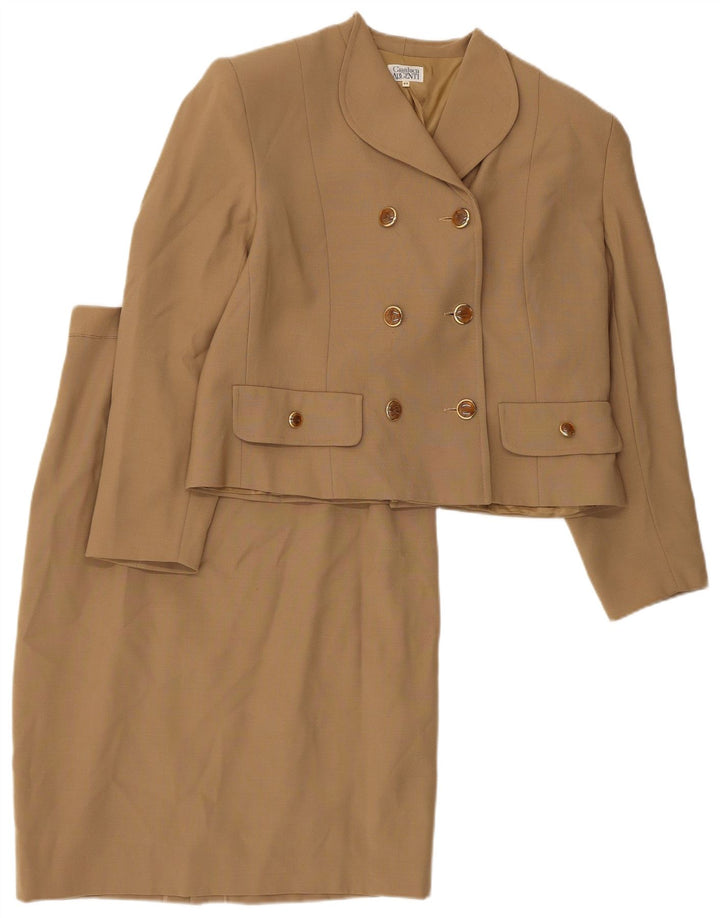 Vintage dame dobbeltradet 2-delt nederdelsæt IT 44 Medium W30 Brun