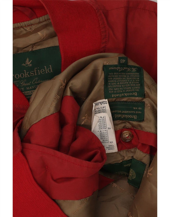 Brooksfield Mens Bomber Jacket IT 48 Medium Red Viscose