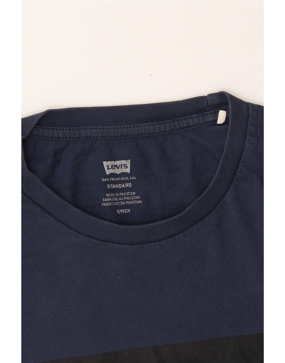 LEVI'S Mens Graphic T-Shirt Top Small Navy Blue Vintage Levi's and Second-Hand Levi's from Messina Hembry 