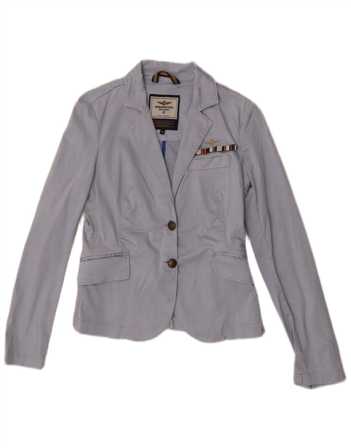 Aeronautica Militare Womens 2 Button Blazer Jacket IT 42 Medium Blue