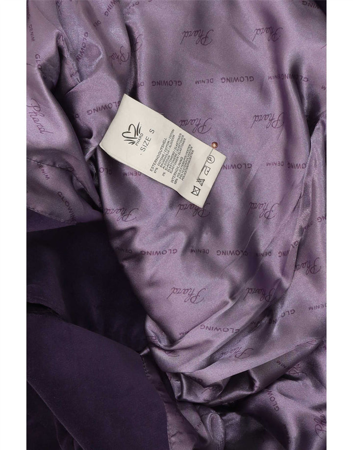 Phard Womens 2 Button Velvet Blazer Jacket UK 10 Small Purple Cotton