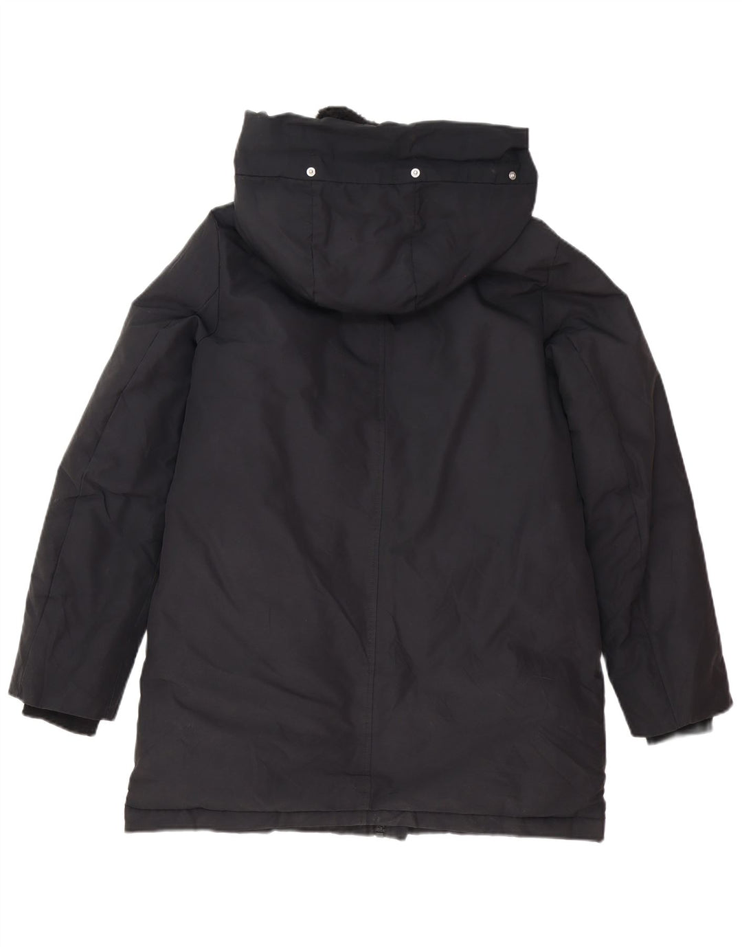 Zara Womens Hooded Parka Jacket UK 6 XS Black Polyester
