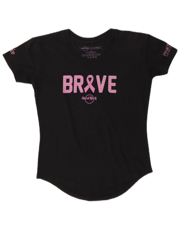 Hard Rock Cafe Damen Pinktober Grafik T-Shirt Top UK 6 XS Marineblau