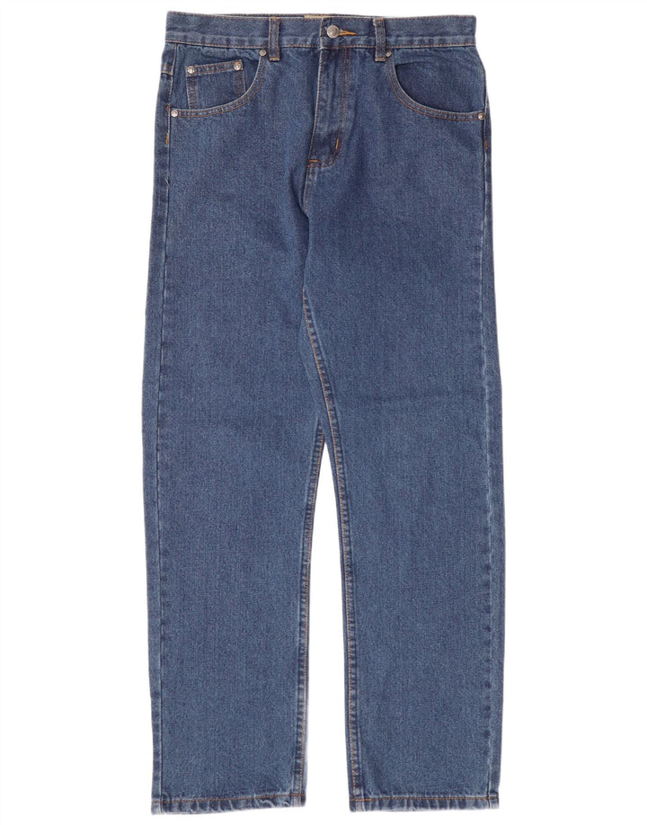KAM Mens Straight Jeans W32 L30 Blue Cotton