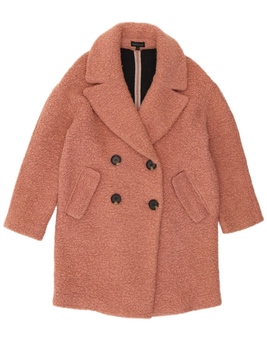 Cappotto doppiopetto oversize da donna Topshop UK 10 piccolo lana rosa