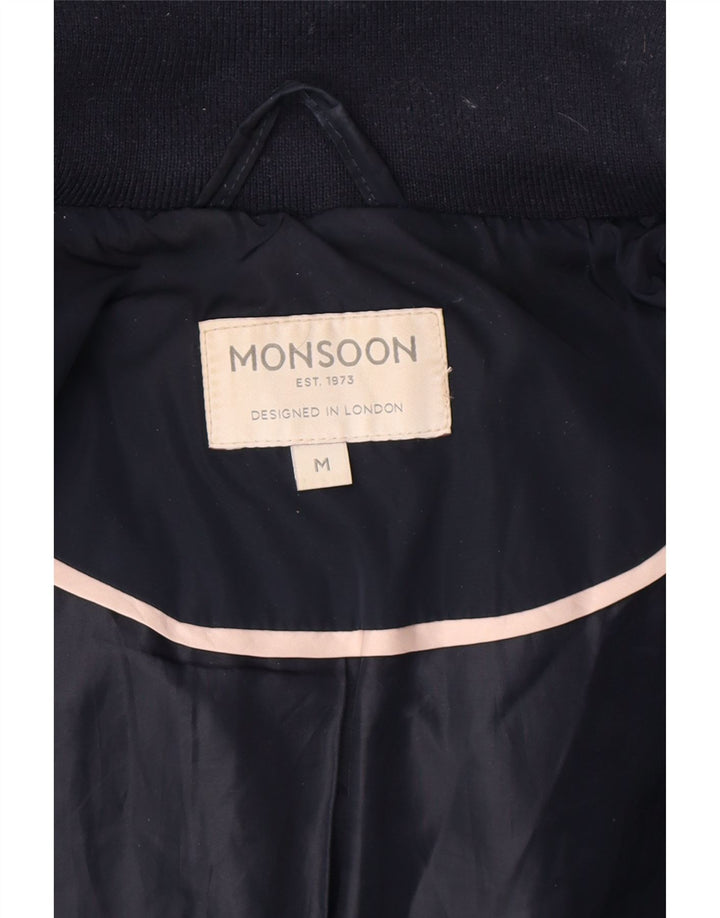 Giacca imbottita con cappuccio oversize da donna Monsoon UK 14 medio blu navy