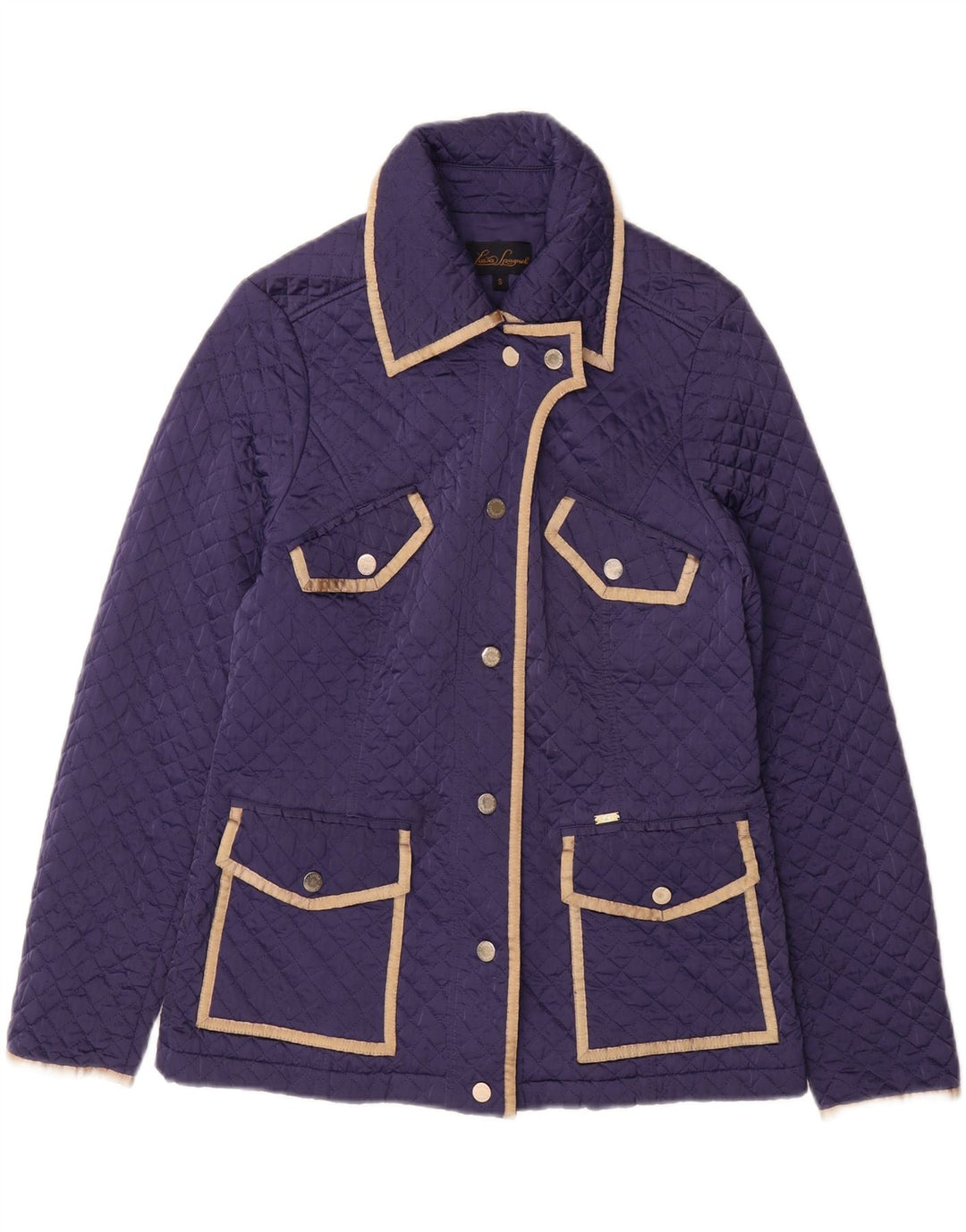 LUISA SPAGNOLI Womens Quilted Jacket UK 10 Small Navy Blue Polyester Vintage Luisa Spagnoli and Second-Hand Luisa Spagnoli from Messina Hembry 