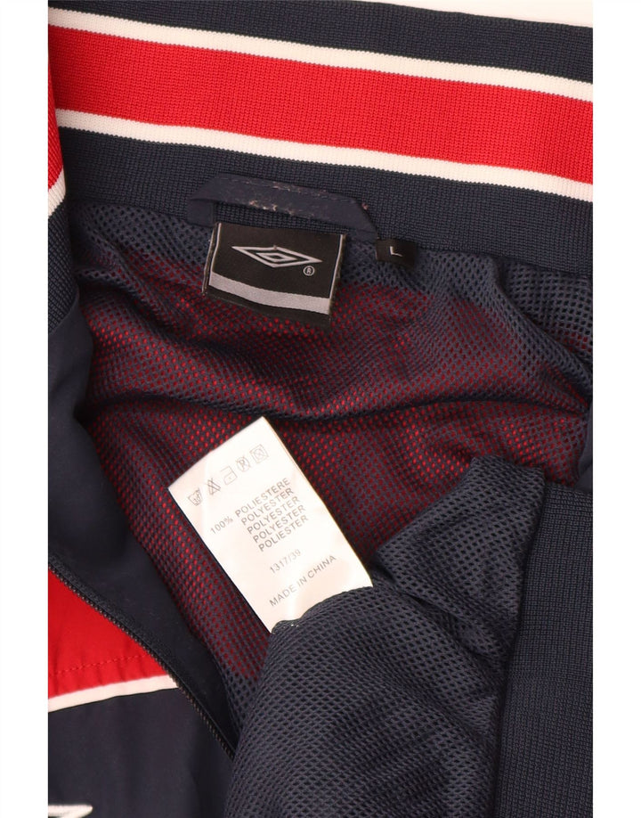 Umbro Mens Graphic Tracksuit Top Jacket Large Navy Blue Colourblock