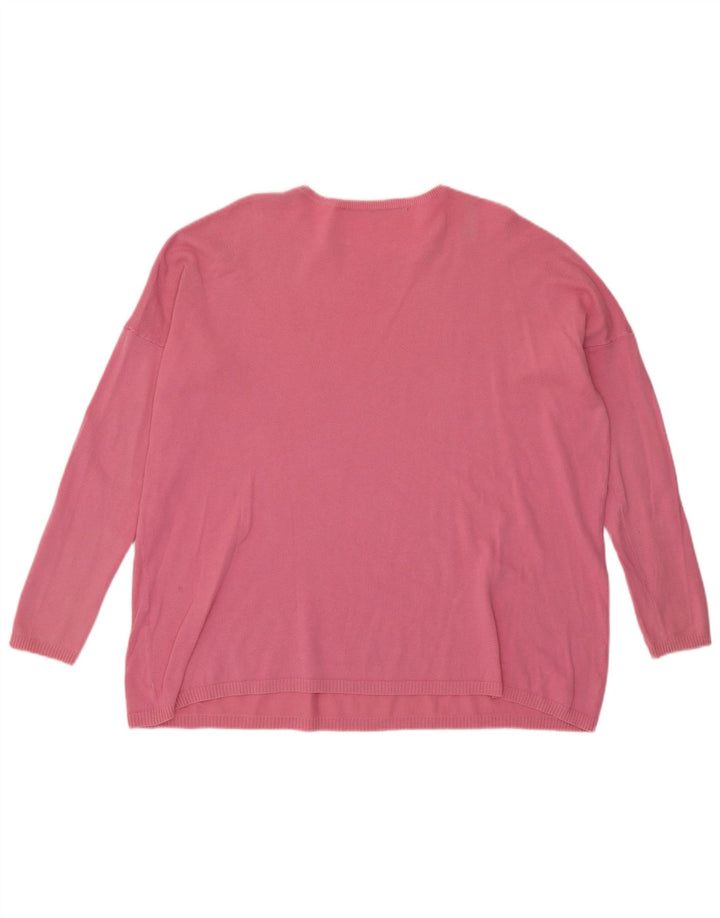 Zara Womens Oversized Crew Neck Jumper Sweater UK 14 Medium Pink