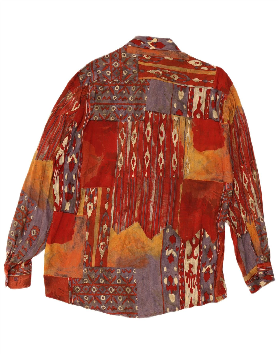 Camisa vintage masculina abstrata padrão viscose multicolorida média