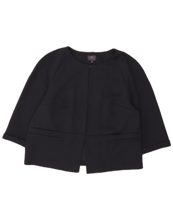 Marks & Spencer Chaqueta Blazer Corta de Manga 3/4 para Mujer UK 46 Grande Azul Marino