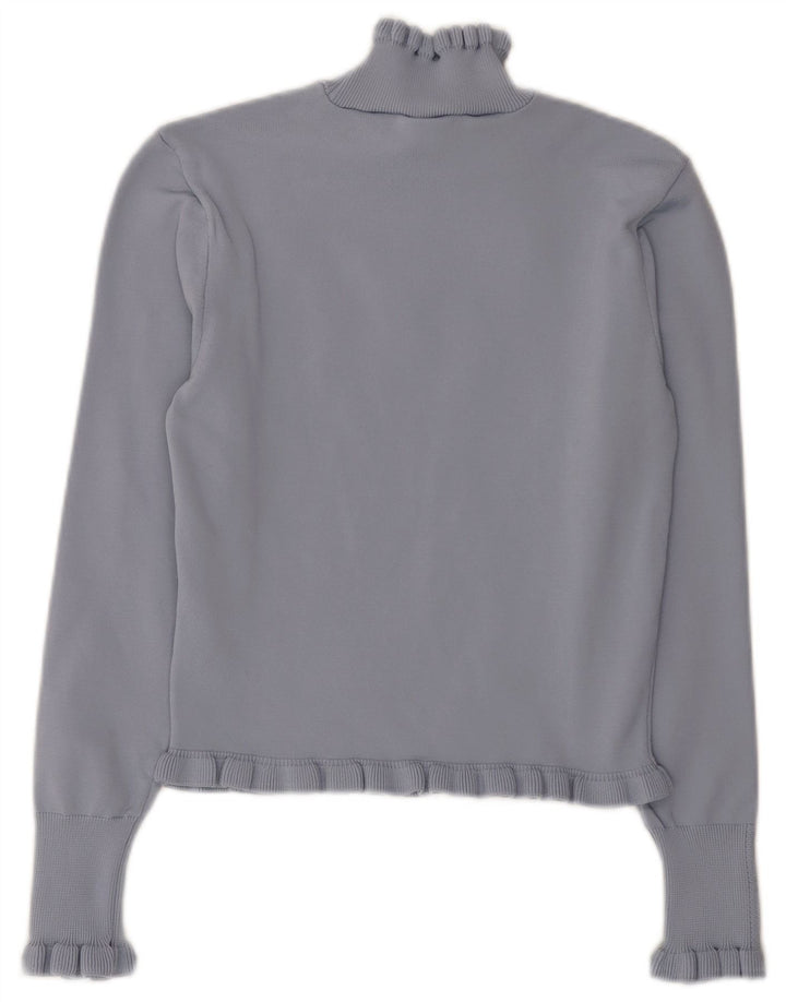 Zara Damen Crop Rollkragenpullover Pullover UK 12 Mittelblaues Polyester