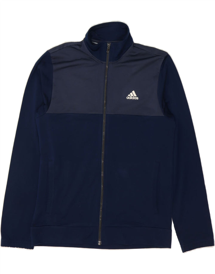 ADIDAS Mens Tracksuit Top Jacket Small Navy Blue Colourblock Vintage Adidas and Second-Hand Adidas from Messina Hembry 