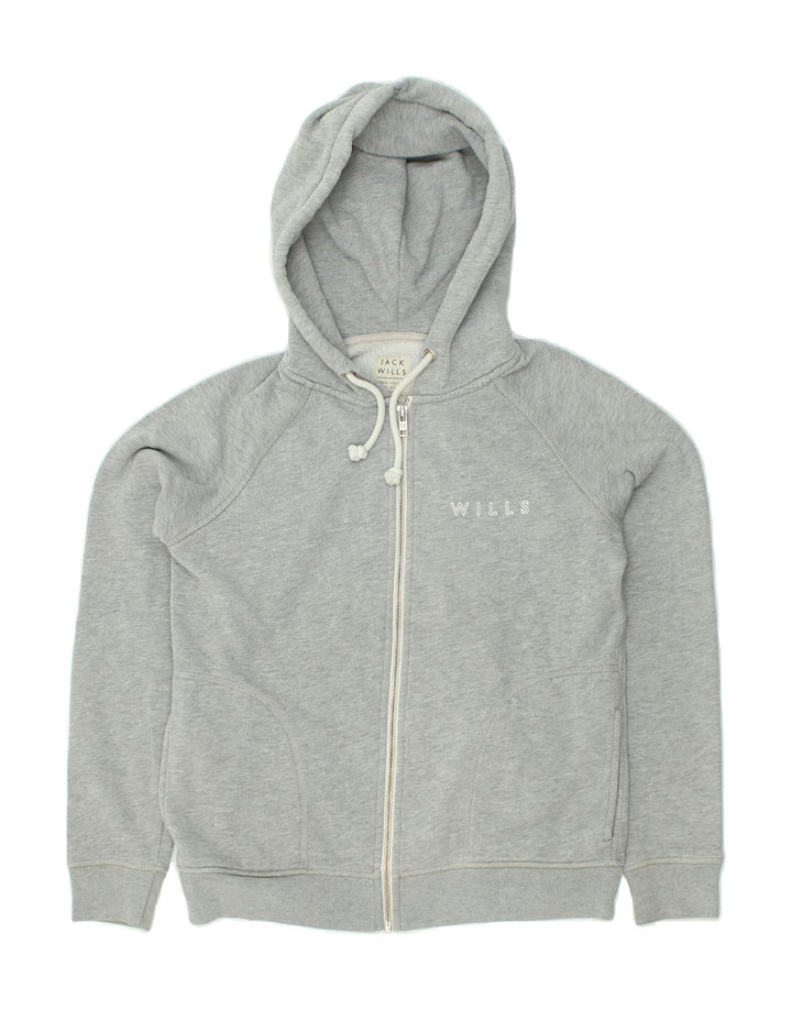 JACK WILLS Womens Oversized Zip Hoodie Sweater UK 10 Small Grey Cotton | Vintage Jack Wills | Thrift | Second-Hand Jack Wills | Used Clothing | Messina Hembry 