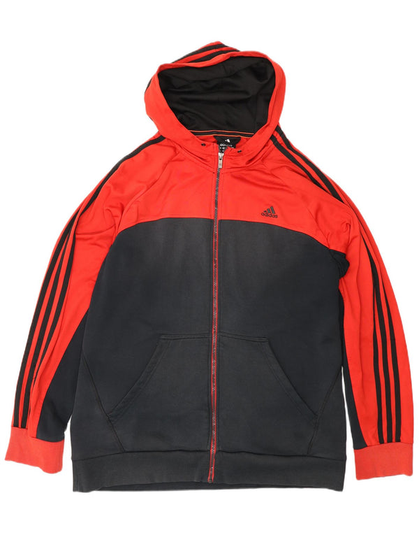 Felpa con cappuccio e zip da uomo Adidas XL in cotone color block nero