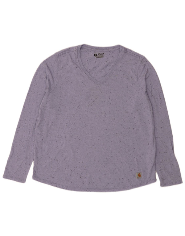 Carhartt Womens Relaxed Fit Top Langarm US 20 2XL Lila gefleckte Baumwolle