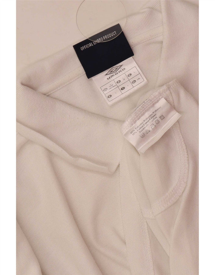 Umbro Mens Polo Shirt Large White Polyester Sports