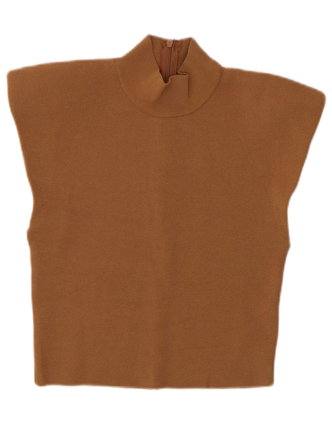 Zara Womens Crop Blouse Top UK 8 Small Brown Viscose
