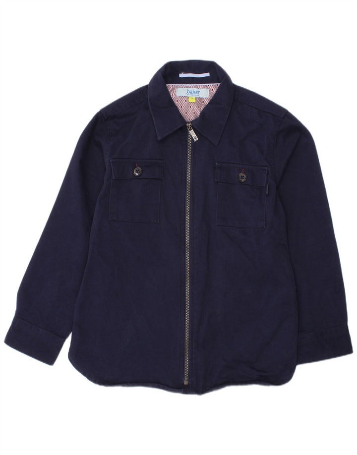 TED BAKER Boys Flannel Shirt 6-7 Years Navy Blue Cotton
