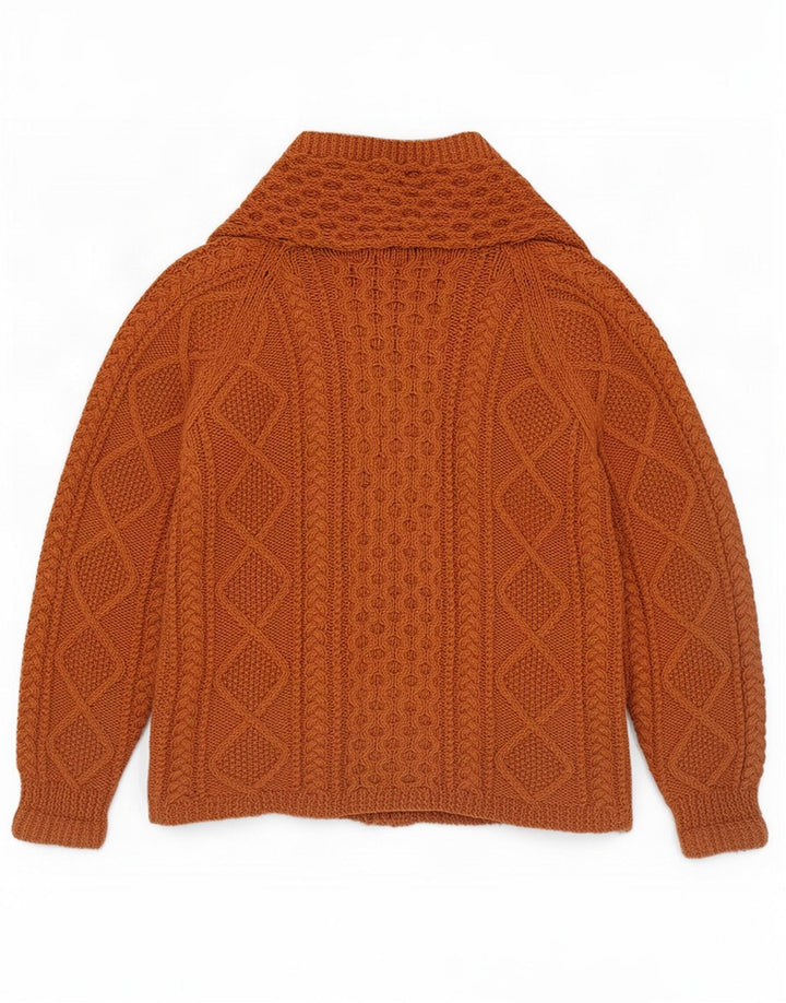 vintage Mens Cardigan Pull UK 14 Brun Moyen