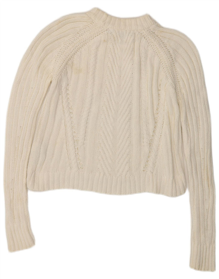 Zara Womens Crop Oversized Turtle Neck Jumper Sweater UK 10 Small White