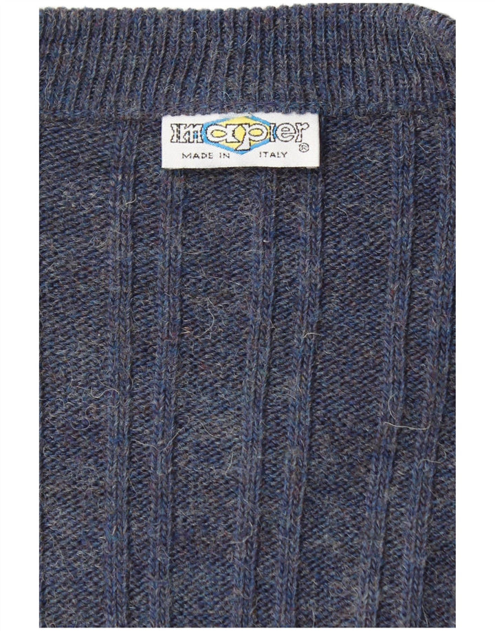 Imapier Mens Cardigan Sweater Large Navy Blue Flecked