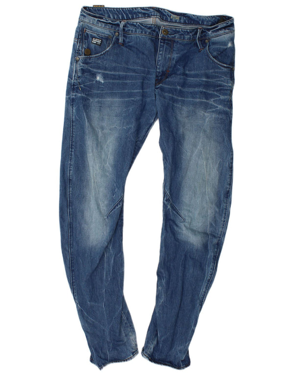 G-Star Mens Distressed Banana Slim Jeans W36 L32 Blue Cotton