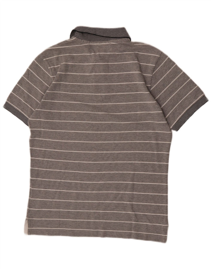 North Sails Mens Polo Shirt Large Grey Striped Cotton