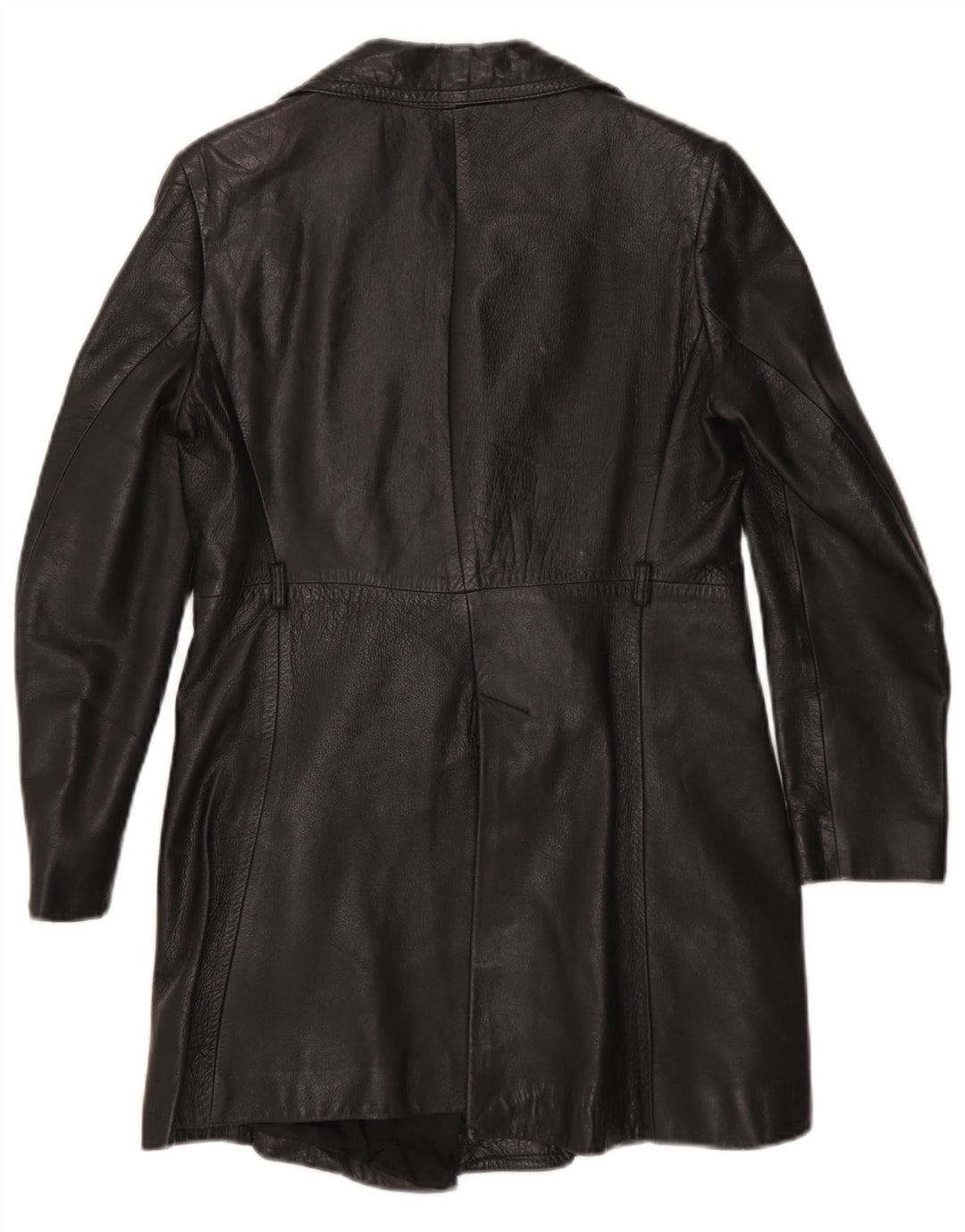 Vintage Womens Leather Coat UK 10 Small Black