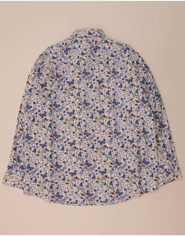 C&A Herre Regular Fit skjorte str. 47/48 3XL Blå blomsterbomuld