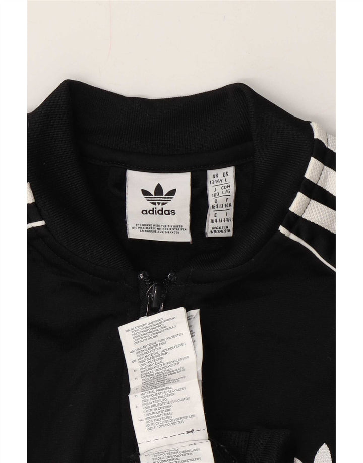 Adidas Boys Tracksuit Top Jacket 13-14 Years Black Polyester