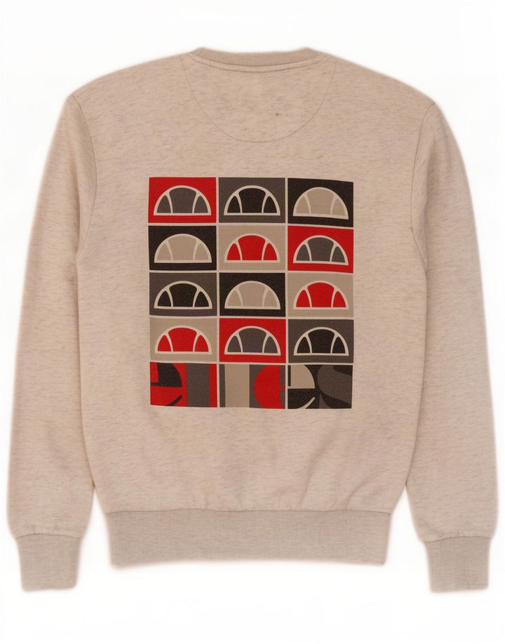 Ellesse Mens Graphic Sweatshirt Jumper Petit Gris Moucheté Polyester