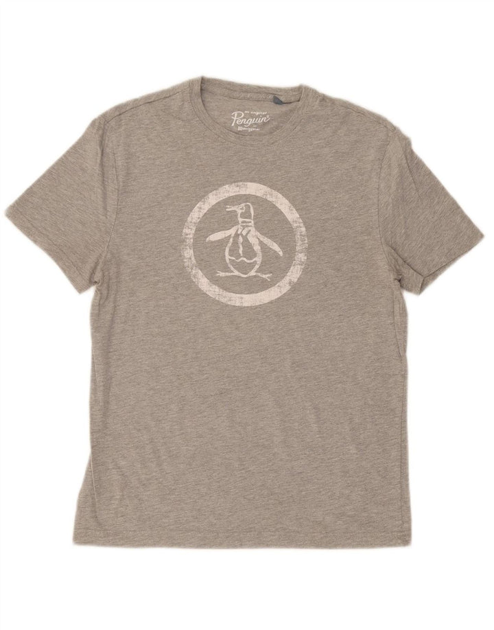 PENGUIN Mens Graphic T-Shirt Top Small Grey