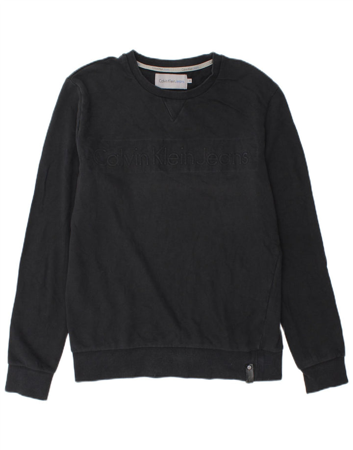 Calvin Klein Jeans Mens Graphic Sweatshirt Jumper Medium Black Cotton