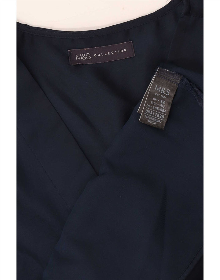 Blusa feminina Marks & Spencer UK 12 poliéster azul marinho médio