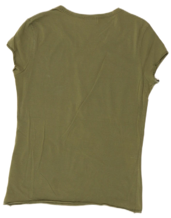 Lee Camiseta gráfica para mujer Top UK 44 Large Khaki Cotton