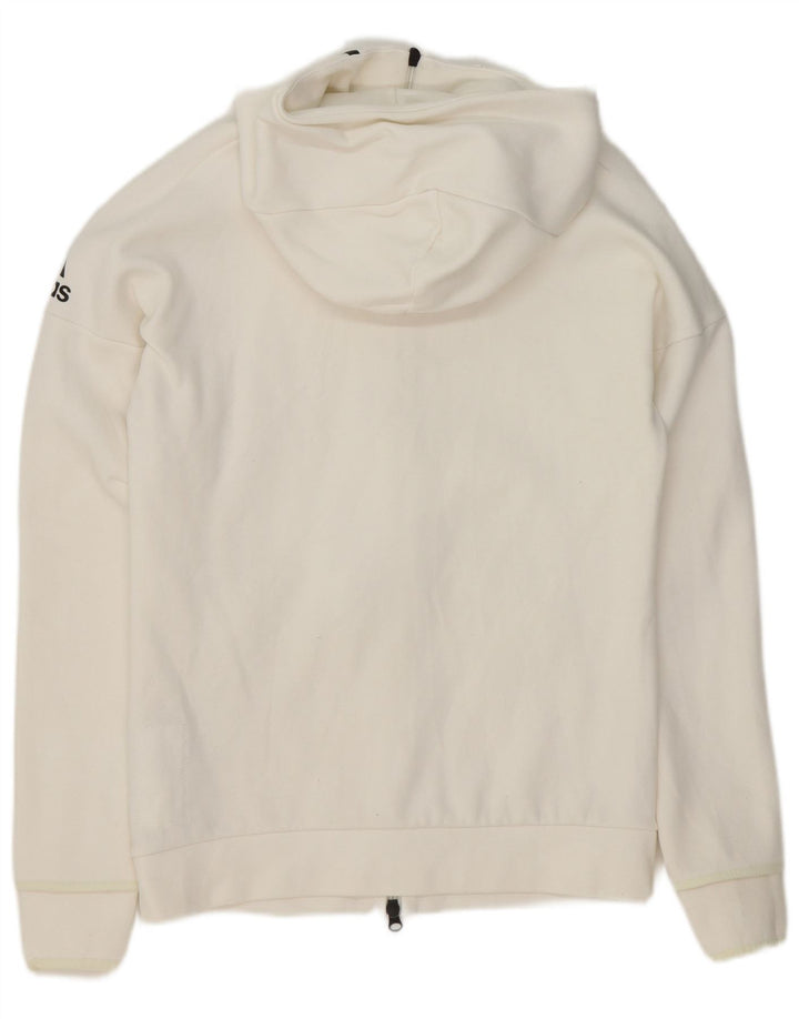 ADIDAS Mens Graphic Zip Hoodie Sweater Small White