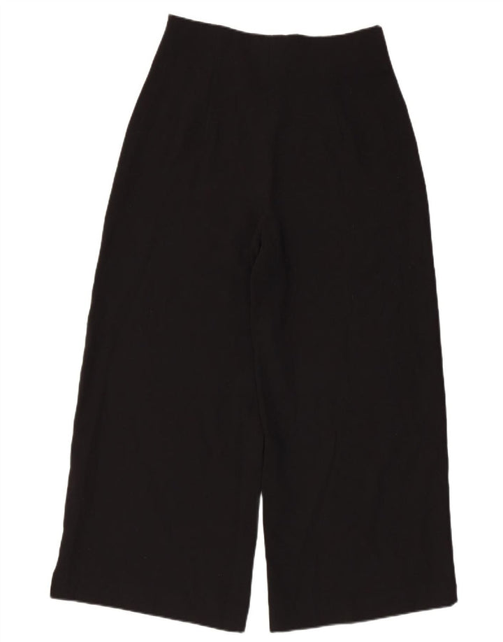 Zara Womens Wide Leg Cropped Trousers Medium W30 L24 Black Polyester