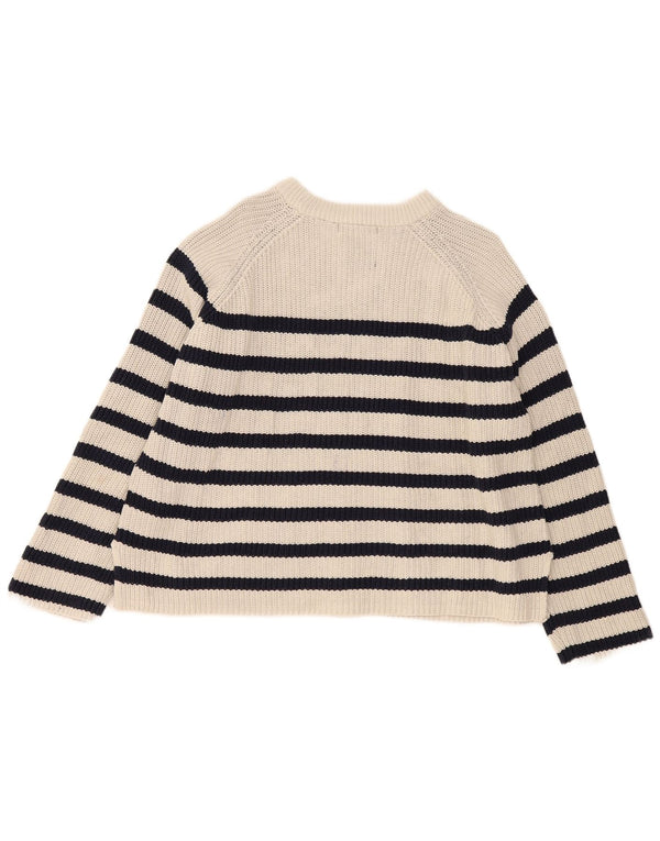 Marks & Spencer Womens Boat Neck Jumper Sweater UK 18 XL Off White Striped