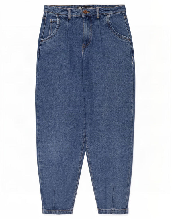 Jeans affusolati a vita alta a palloncino da donna Zara EU 34 2XS W24 L26 cotone blu
