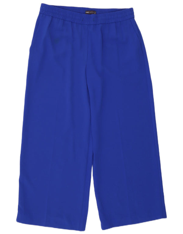 Marks & Spencer Womens Wide Leg Chino Trousers UK 16 Large W34 L27 Blue