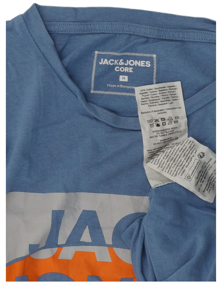 Jack & Jones Mens Graphic T-Shirt Top Medium Blue Cotton