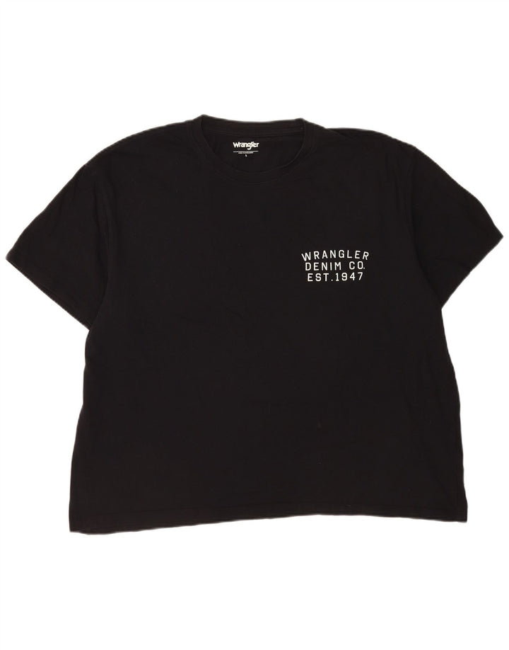 Wrangler Mens T-Shirt Top Large Black Cotton