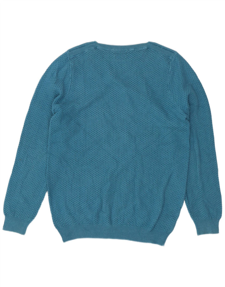 Massimo Dutti Herre Boat Neck Jumper Sweater Medium Blue Bomuld