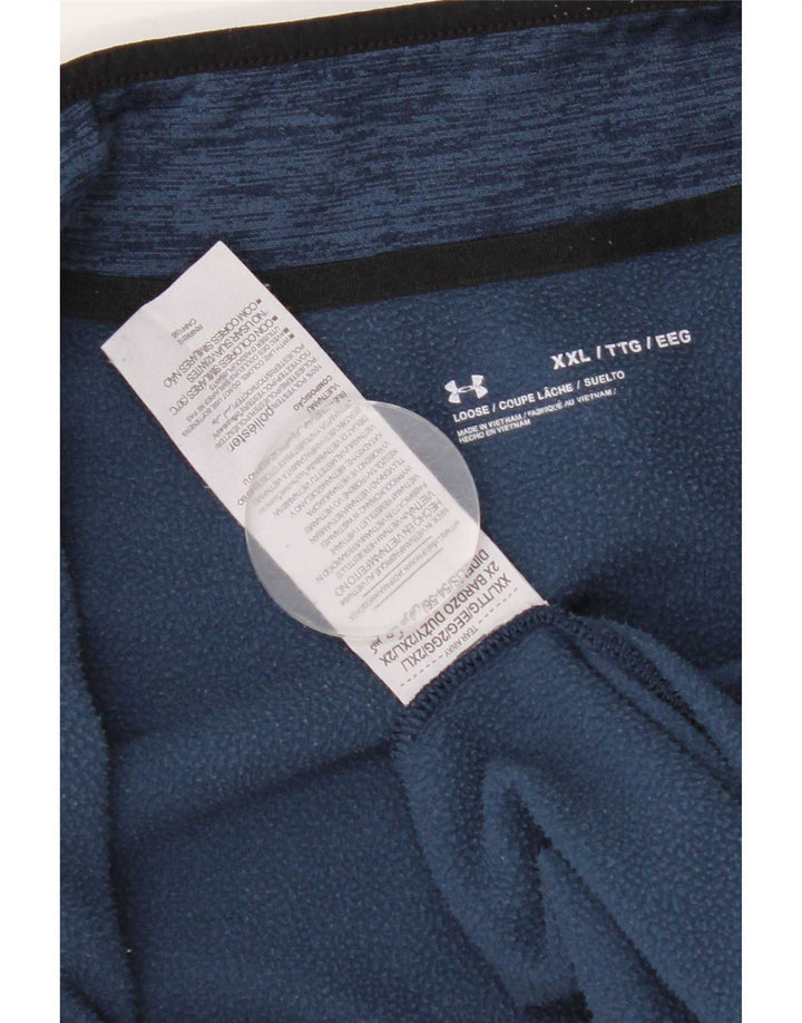 Under Armour Mens Zip Neck Pullover Tracksuit Top 2XL Blue Flecked
